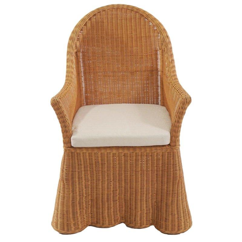 Beyaz Ahşap Çerçeveli Doğal Masif Sırtlı Rattan Sandalye - 253090