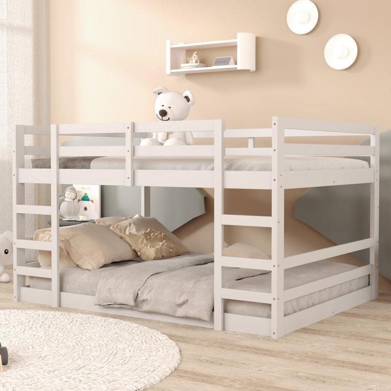Beyaz Ahşap Dahili Merdivenli Geniş Ranza - 248459