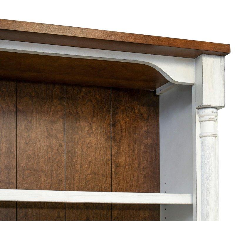 Beyaz Ahşap Eskitme Kapaklı Kır Evi Tarzı Kitaplık - 107x239x41 cm - 315937