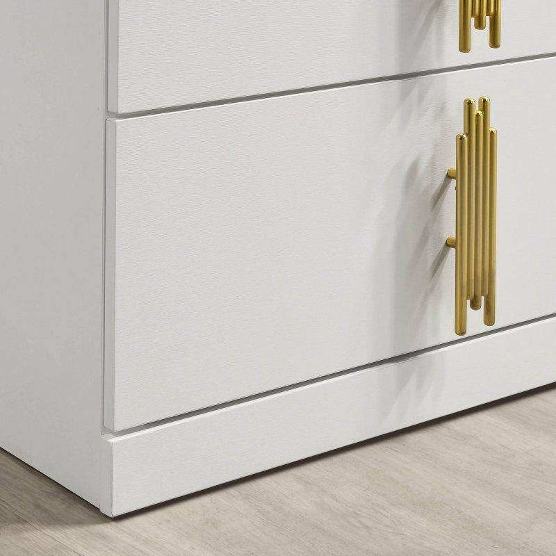 Beyaz Ahşap Gold Kulplu 6 Çekmeceli Modern Şifonyer - 155 cm - 298960