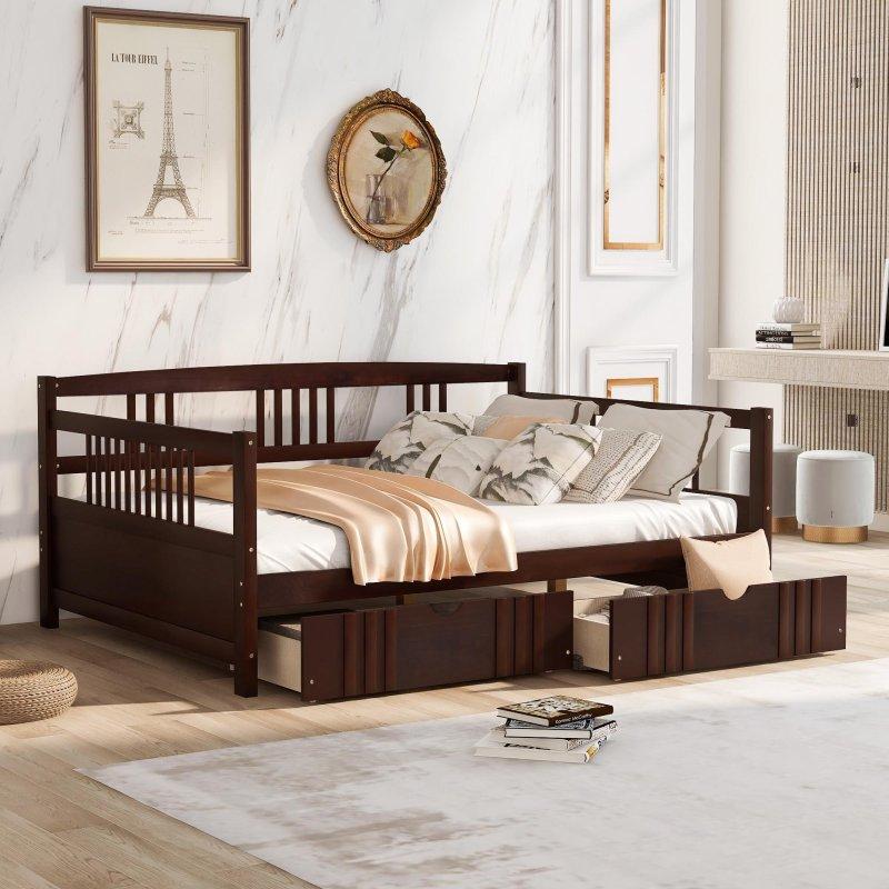 Beyaz Ahşap İki Çekmeceli Daybed Karyola - 199x147 cm - 329896