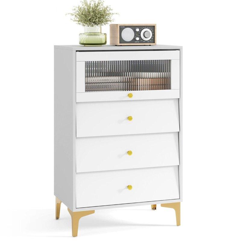 Beyaz Ahşap Metal Yukarı Açılır Cam Kapaklı 3 Çekmeceli Şifonyer - 60x41x96 cm - 296346 Beyaz Ahşap Metal Yukarı Açılır Cam Kapaklı 3 Çekmeceli Şifonyer - 60x41x96 cm - 296346