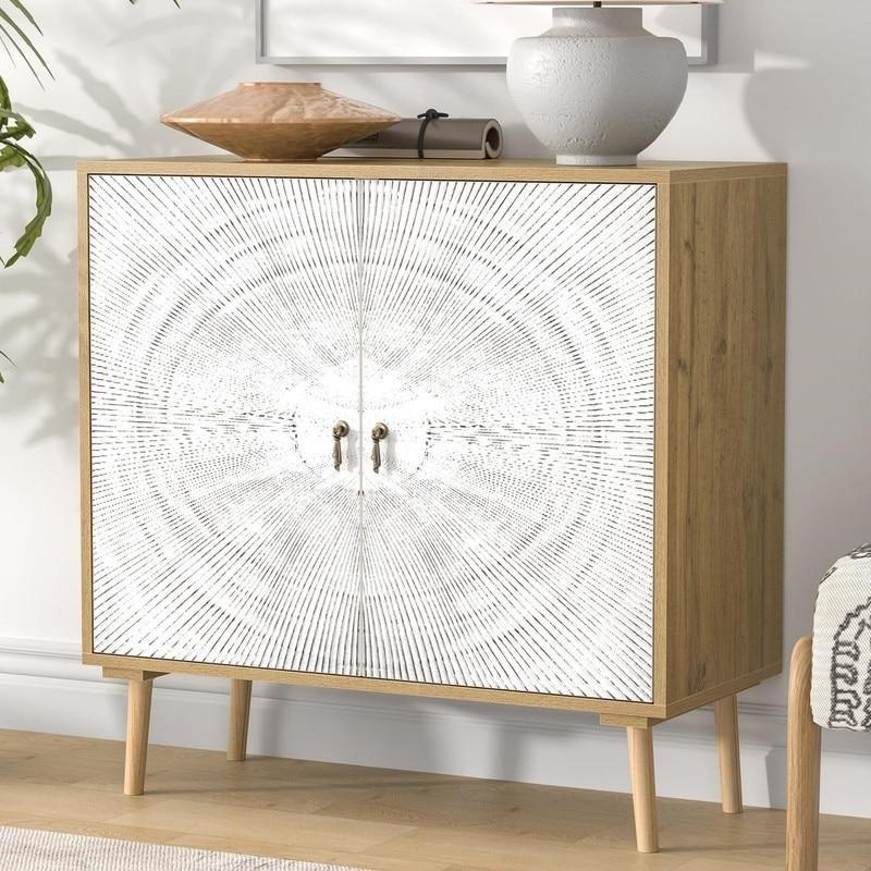 Beyaz Ahşap Oymalı Kapaklı Ayarlanabilir Raflı Bohem Konsol - 81x36x81 cm - 325401 Beyaz Ahşap Oymalı Kapaklı Ayarlanabilir Raflı Bohem Konsol - 81x36x81 cm - 325401
