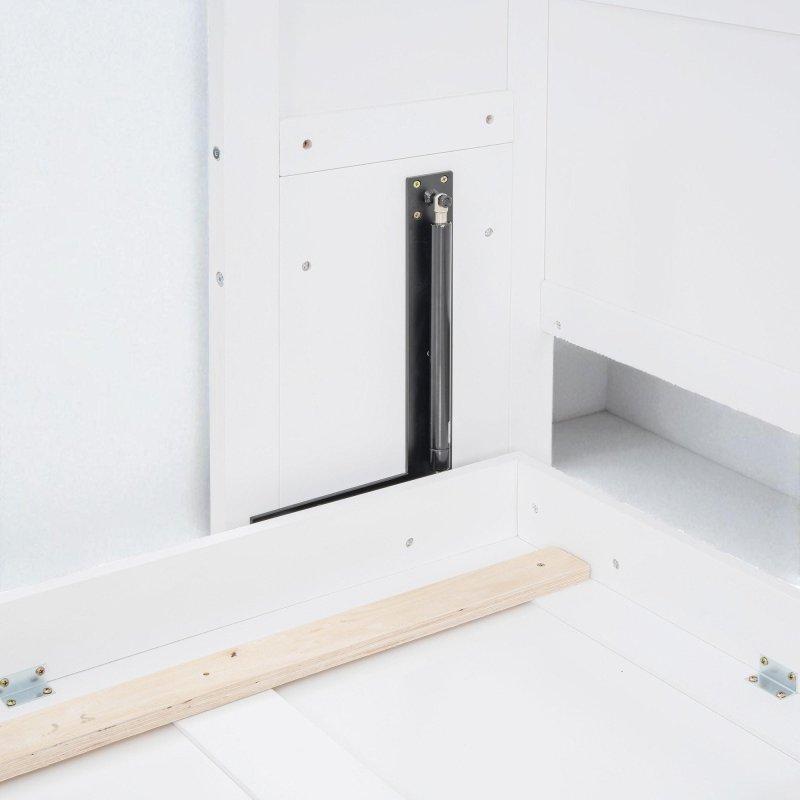 Beyaz Ahşap Raflı ve USB Portlu Çift Kişilik Duvar Yatağı - 265613