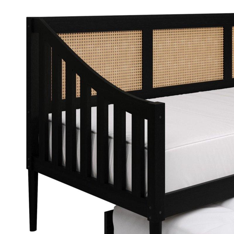 Beyaz Ahşap Rattan Detaylı Yavru Yataklı Daybed Karyola - 330121