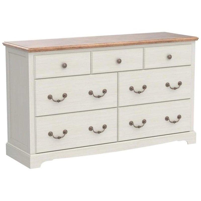Beyaz Ahşap Tablalı 7 Çekmeceli Vintage Şifonyer - 138x81 cm - 294775