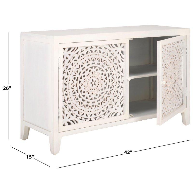 Beyaz Ahşap ve Metal 2 Kapaklı Bohem Kitaplık - 107x67x39 cm - 315890