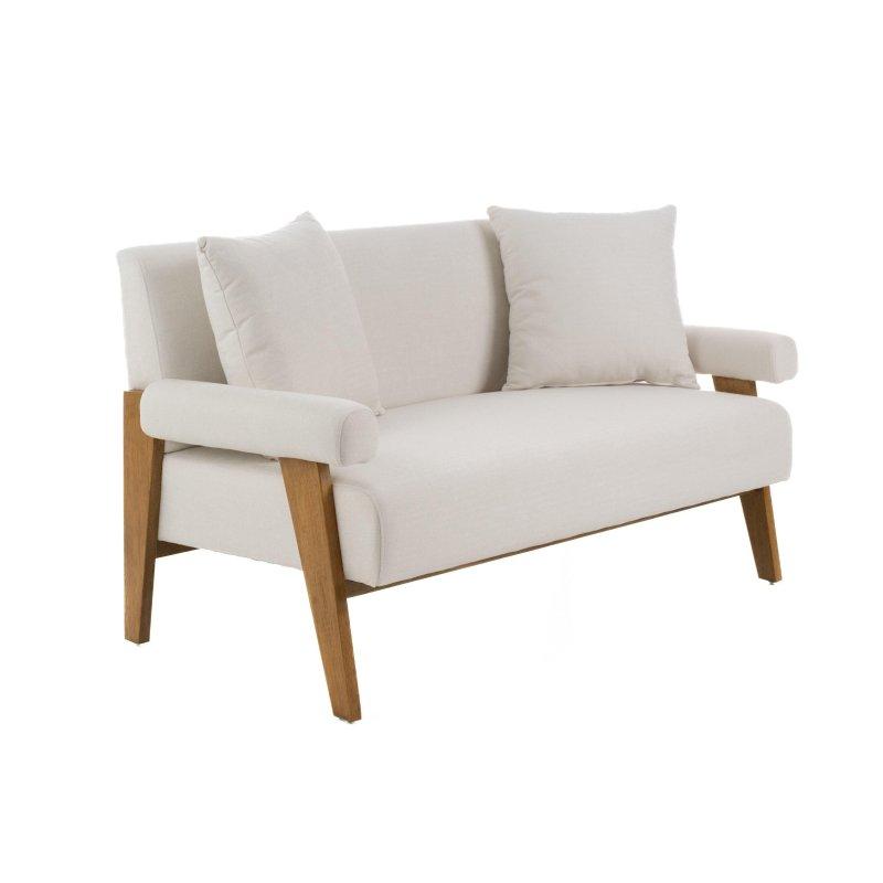 Beyaz Ahşap Yastıklı Sırtlı Bohem Koltuk - 150 cm - 286420