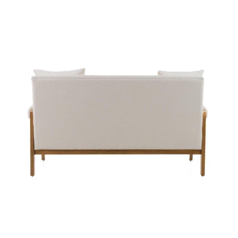 Beyaz Ahşap Yastıklı Sırtlı Bohem Koltuk - 150 cm - 286420