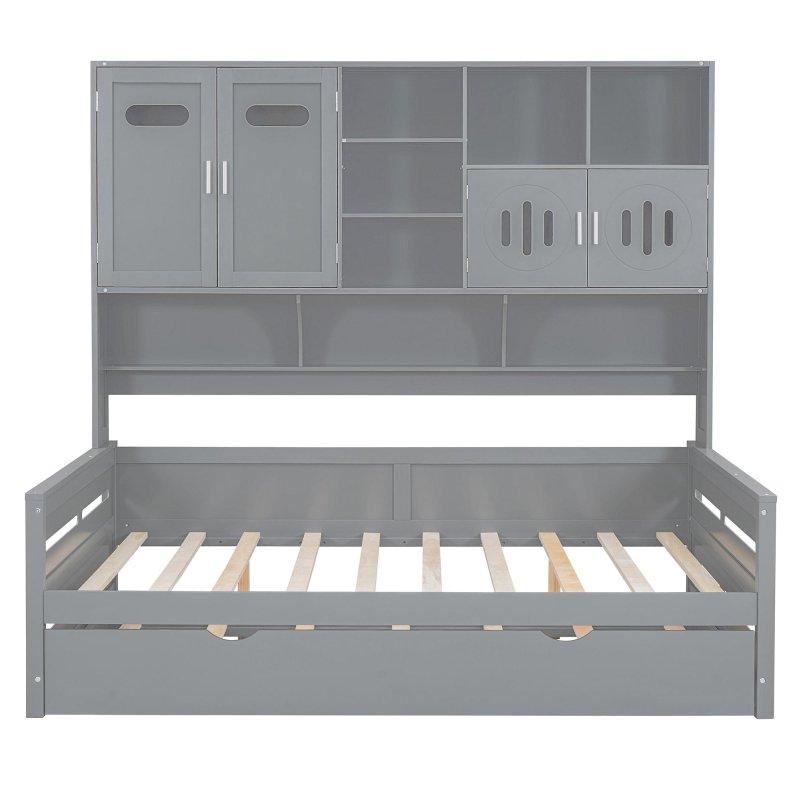 Beyaz Ahşap Yavru Yataklı ve Raflı Daybed Karyola - 329677