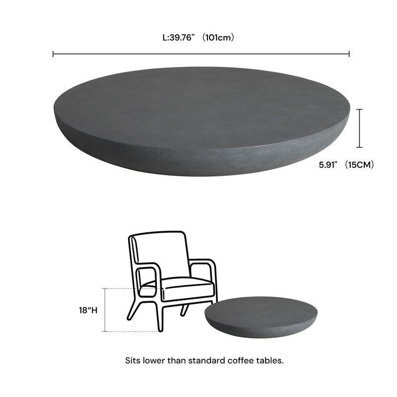 Beyaz Beton El Yapımı Minimalist Yuvarlak Orta Sehpa - 101x16 cm - 243225