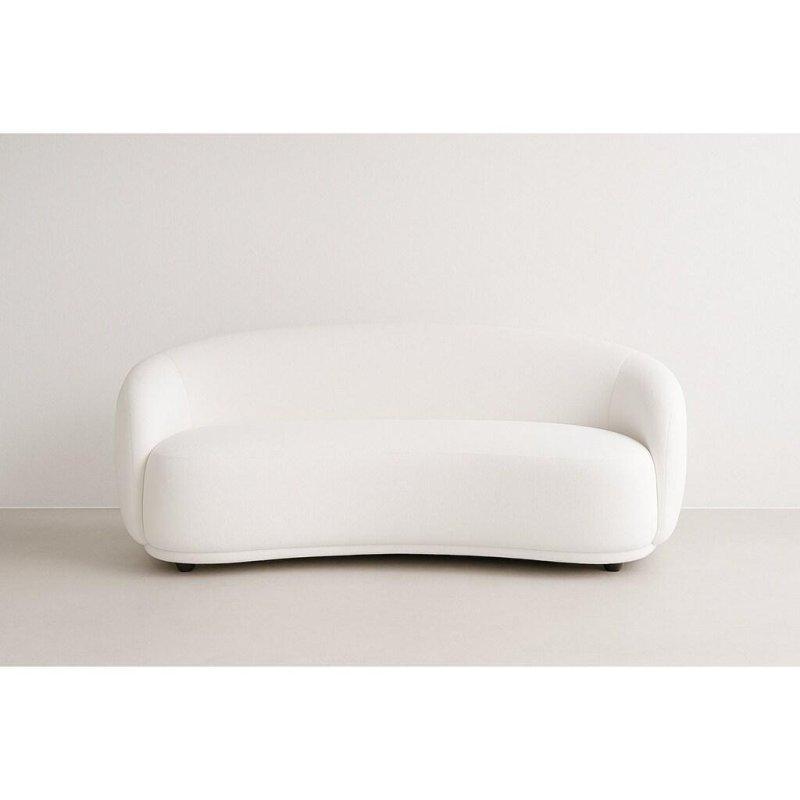 Beyaz Bukle Kumaş Kavisli 3 Kişilik Bohem Koltuk - 231 cm - 280965