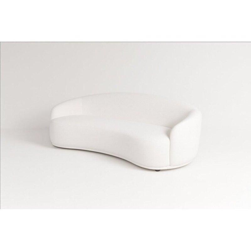 Beyaz Bukle Kumaş Kavisli 3 Kişilik Bohem Koltuk - 231 cm - 280965