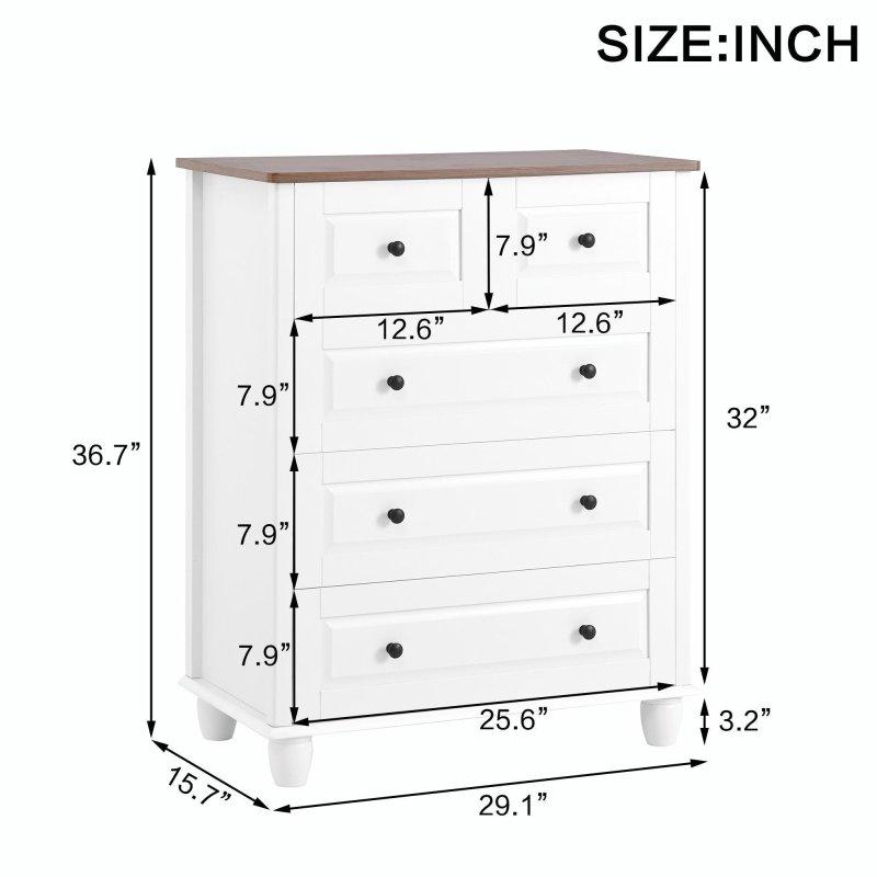 Beyaz Çam Ağacı Ayaklı 5 Çekmeceli MDF Şifonyer - 74x93x40 cm - 305784