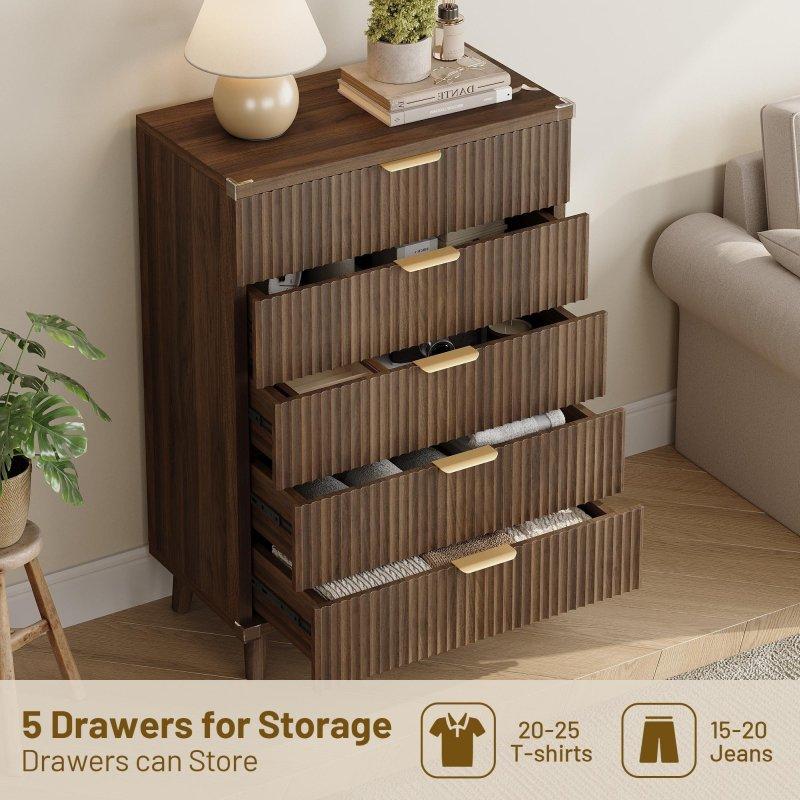 Beyaz Çam Ağacı Oymalı 5 Çekmeceli Dar Şifonyer - 101 cm - 311748
