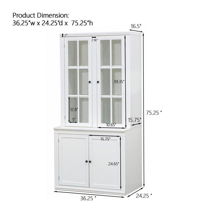 Beyaz Cam Kapaklı MDF Vitrin Kitaplık - 185x62x192 cm - 318575