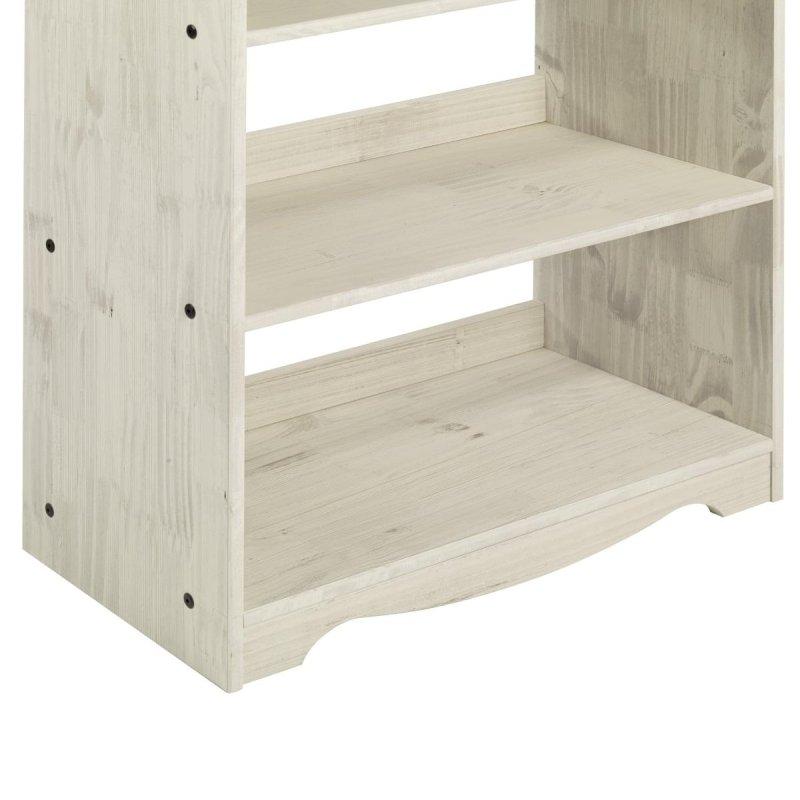 Beyaz Eskitme Masif Çam Ağacı 5 Raflı Açık Sırtlı Kitaplık - 90x176x41 cm - 315374