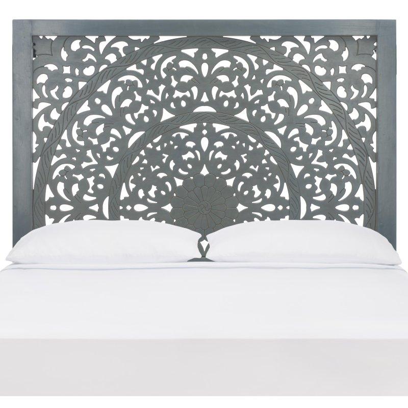 Beyaz Eskitme MDF Oyma Desenli Yatak Başlığı - 335177