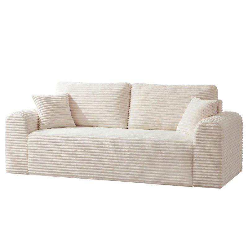 Beyaz Fitilli Kumaş 3 Kişilik Derin Oturumlu Bohem Koltuk - 221 cm - 292177
