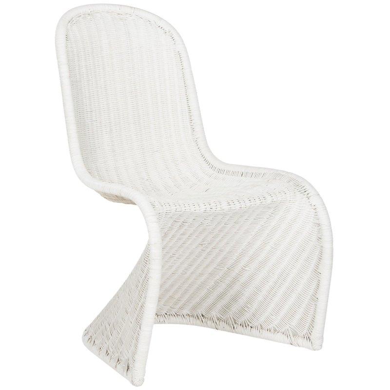 Beyaz Geometrik Dokuma 2li Set Rattan Sandalye - 49x67x89 cm - 252817