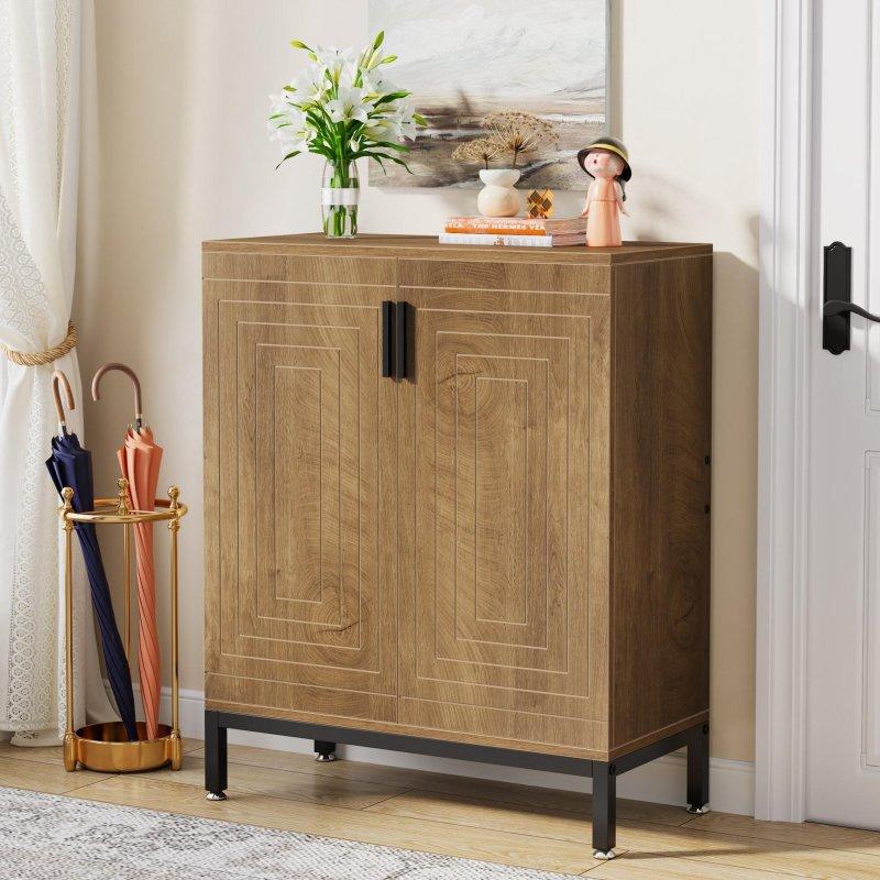 Beyaz Gold Metal Ayaklı Geometrik Desenli MDF Şifonyer - 81x39x95 cm - 301885