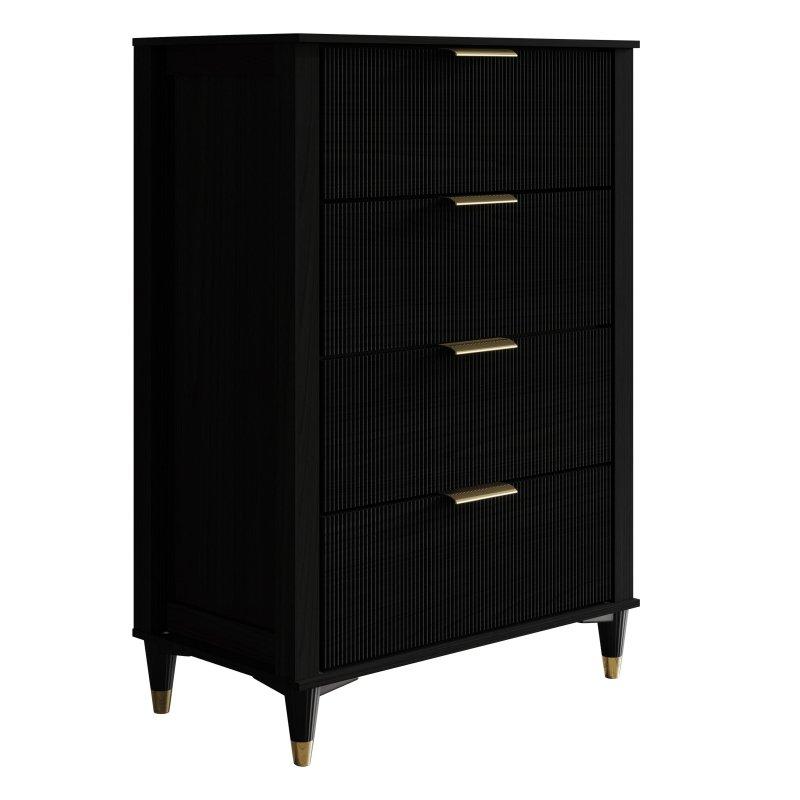 Beyaz Kauçuk Ağacı Gold Detaylı 4 Çekmeceli Şifonyer - 76x41x105 cm - 303017