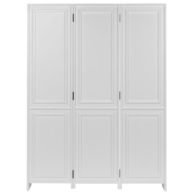 Beyaz Kauçuk Ağacı Masif Ahşap 3 Panelli Katlanır Paravan - 179x133 cm - 321271
