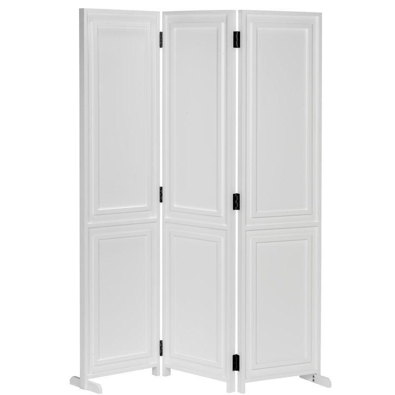 Beyaz Kauçuk Ağacı Masif Ahşap 3 Panelli Katlanır Paravan - 179x133 cm - 321271