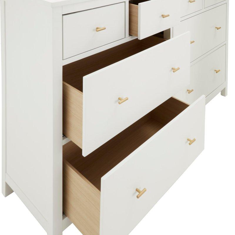 Beyaz Kauçuk Ağacı ve MDF Gold Kulplu 8 Çekmeceli Şifonyer - 311239
