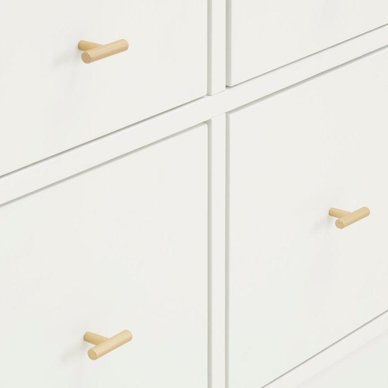 Beyaz Kauçuk Ağacı ve MDF Gold Kulplu 8 Çekmeceli Şifonyer - 311239
