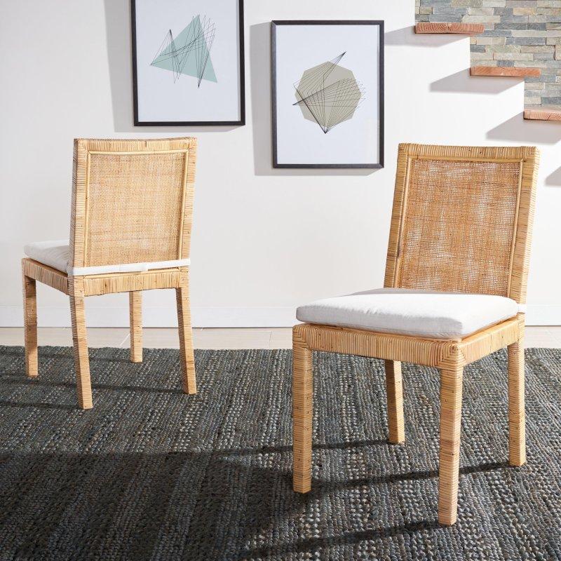 Beyaz Keten Minderli Bej 2li Set Rattan Sandalye - 252328 Beyaz Keten Minderli Bej 2li Set Rattan Sandalye - 252328