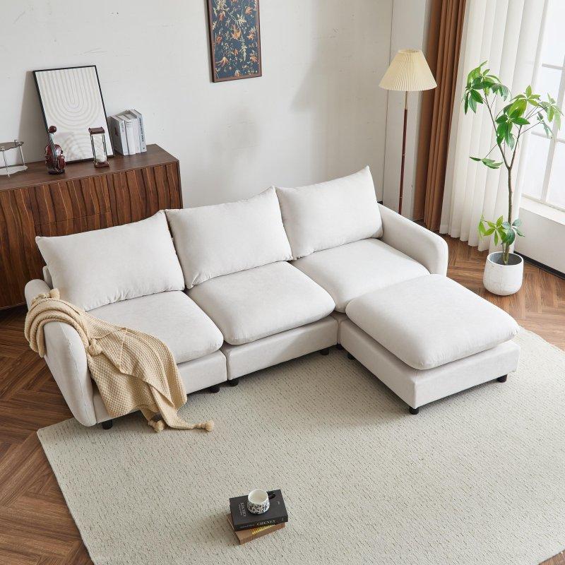 Beyaz Kum Kumaş Modüler Köşe Koltuk - 257047