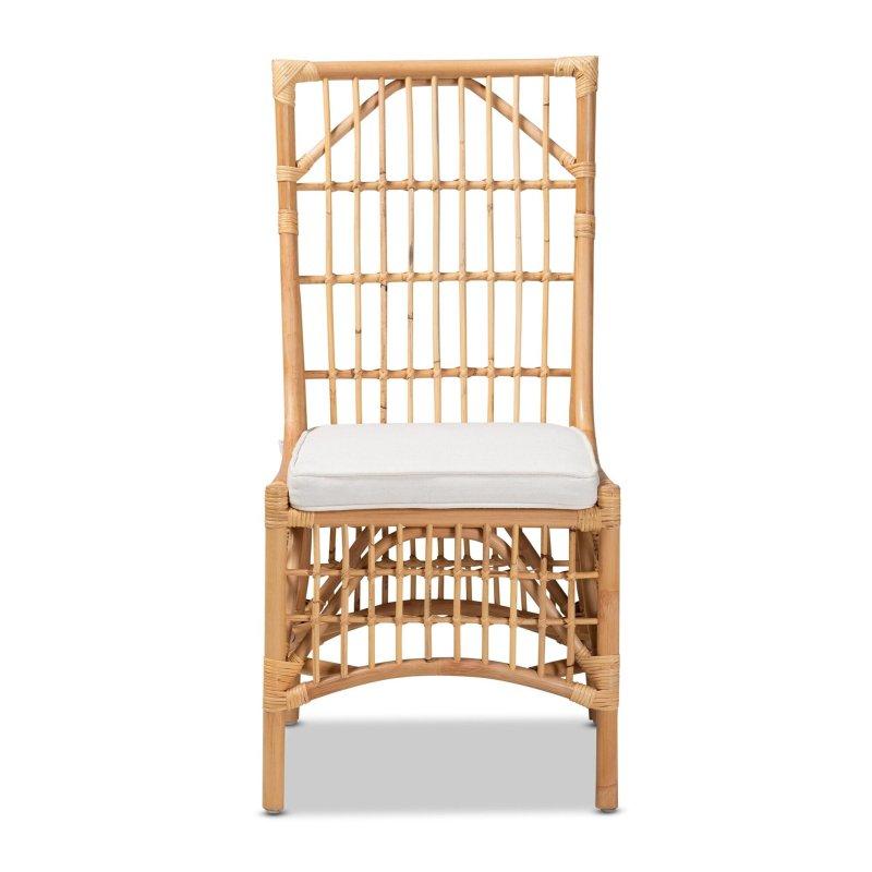 Beyaz Kumaş Döşemeli Doğal Bohem Rattan Sandalye - 253086