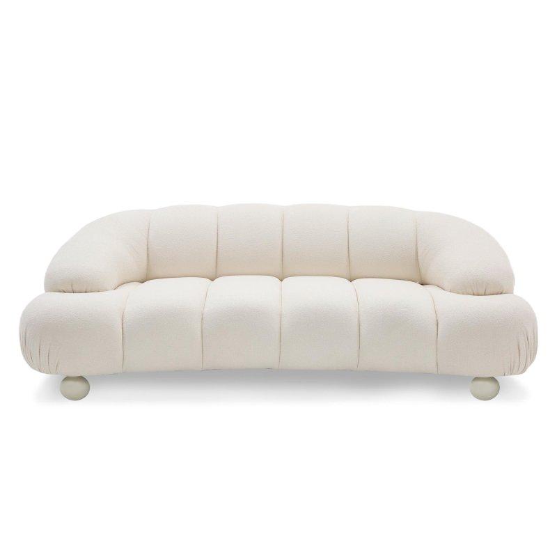 Beyaz Kumaş Huş Ağacı Ayaklı 2 Kişilik Modern Bohem Koltuk - 204 cm - 292181