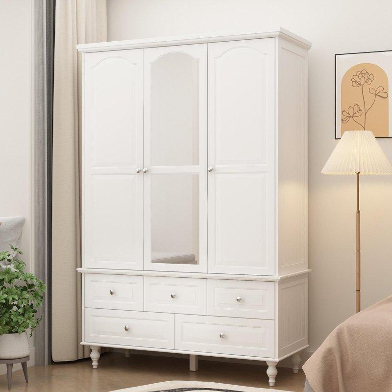 Beyaz Lake Aynalı 5 Çekmeceli Şifonyer - 120 cm - 300407