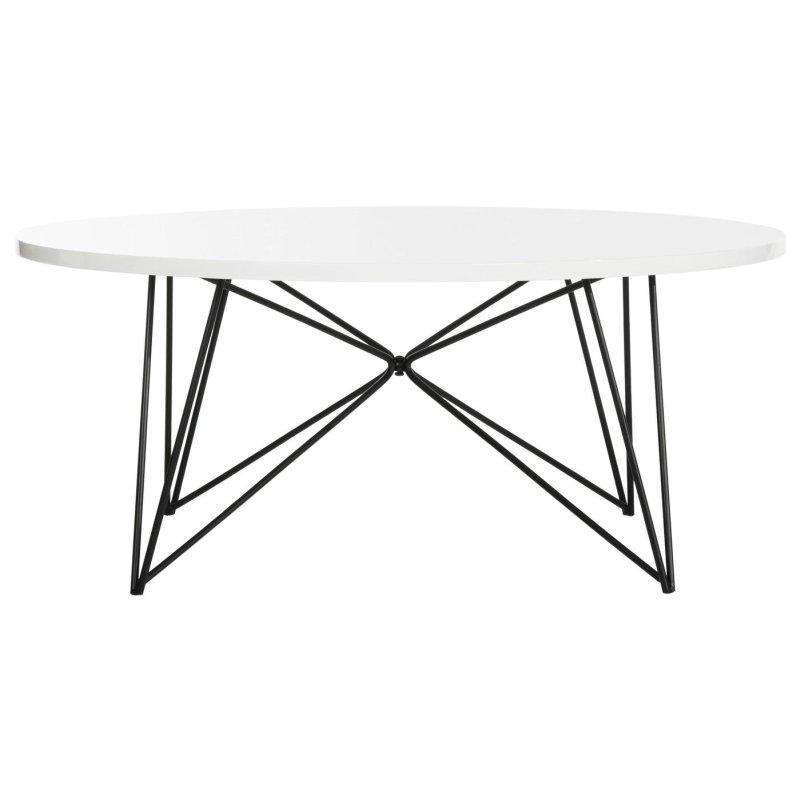 Beyaz Lake MDF ve Demir Geometrik Ayaklı Yuvarlak Orta Sehpa - 86 cm - 241412