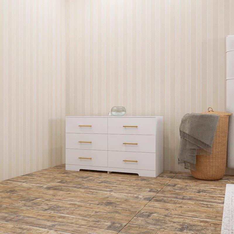 Beyaz Laminat 6 Çekmeceli Modern Şifonyer - 121x41x71 cm - 309747