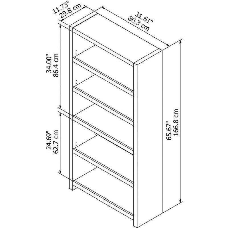 Beyaz Laminat Ayarlanabilir 5 Raflı Kitaplık - 317749