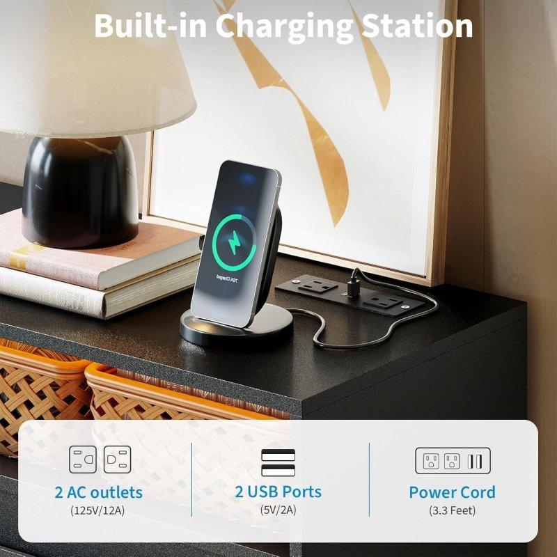 Beyaz LED Aydınlatmalı ve USB Şarjlı 6 Çekmeceli MDF Şifonyer - 307695
