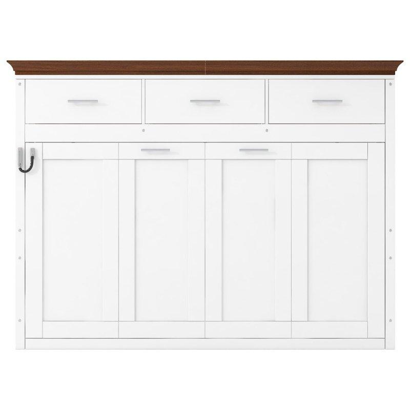 Beyaz LVL ve MDF 3 Çekmeceli Katlanabilir Duvar Yatağı - 261848
