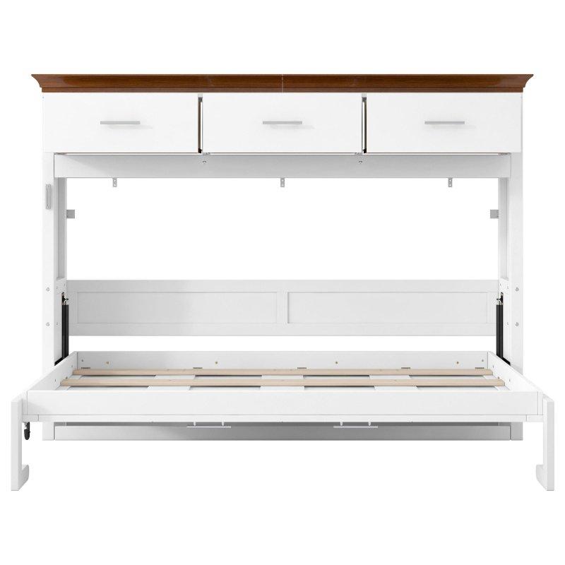 Beyaz LVL ve MDF 3 Çekmeceli Katlanabilir Duvar Yatağı - 261848