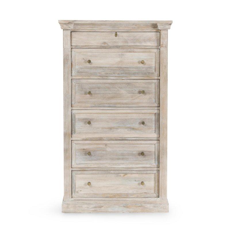 Beyaz Mango Ağacı El Yapımı 6 Çekmeceli Dikey Şifonyer - 92x158x58 cm - 304612