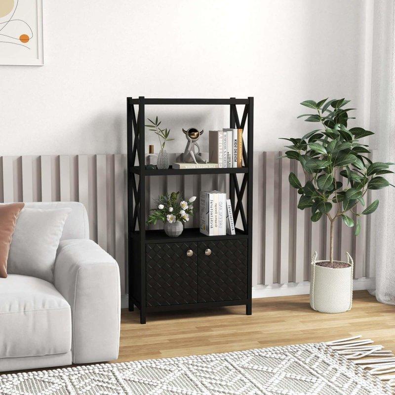 Beyaz Masif Ahşap Açık Raflı ve Çift Kapaklı Çok Amaçlı Banyo Dolabı - 120 cm - 333541
