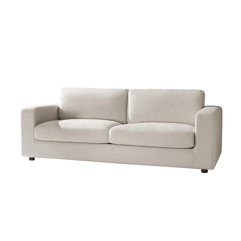 Beyaz Masif Ahşap Ayaklı Şönil Kumaş Çıkarılabilir Kılıflı Kare Kollu Bohem Koltuk - 234 cm - 277579