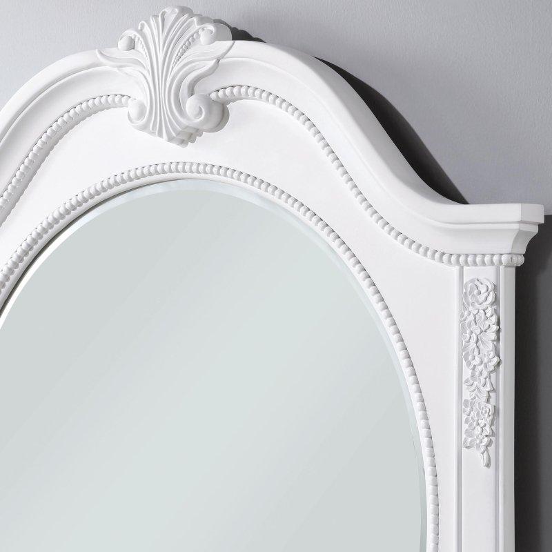Beyaz Masif Ahşap Aynalı 6 Çekmeceli Oymalı Şifonyer - 138 cm - 300971