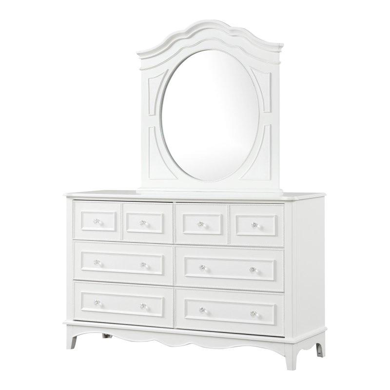 Beyaz Masif Ahşap Aynalı 6 Çekmeceli Şifonyer Seti - 152 cm - 303284