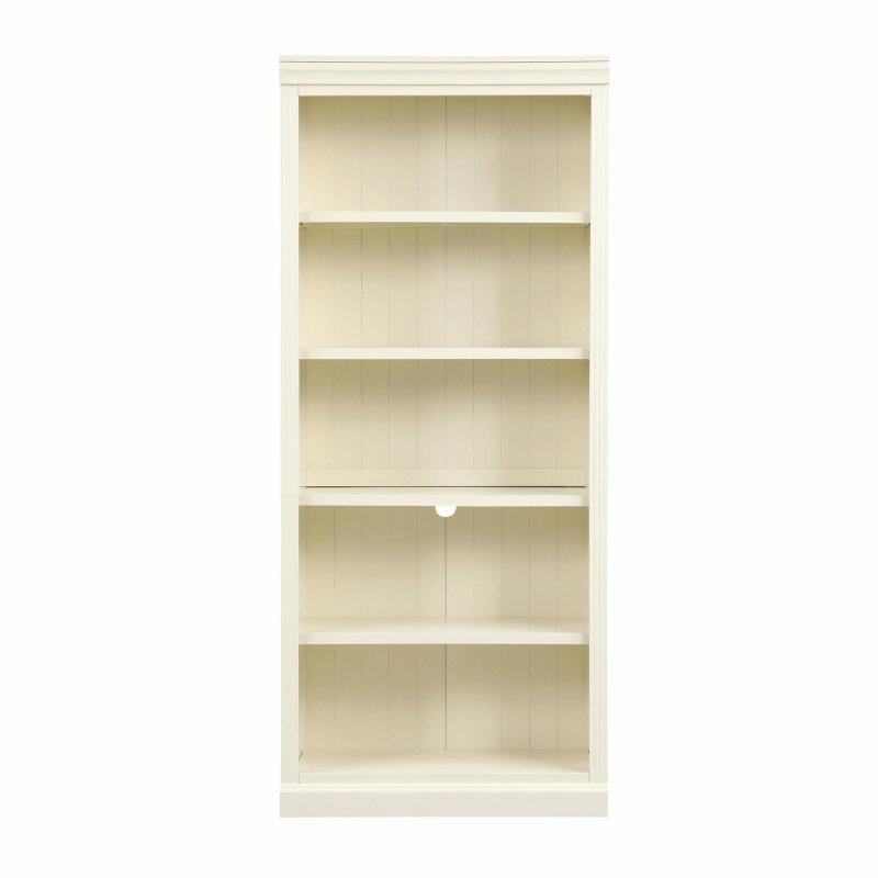 Beyaz Masif Ahşap Çerçeveli LED Işıklı 5 Raflı Kitaplık - 212 cm - 317937