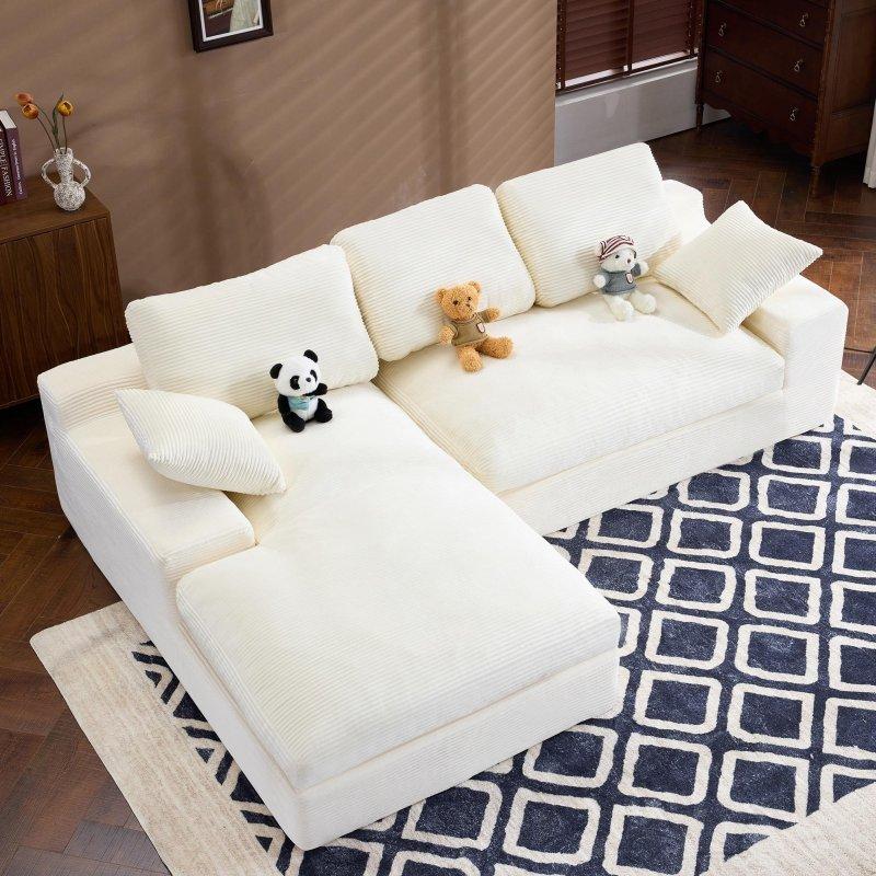 Beyaz Masif Ahşap Fitilli Kadife 3 Kişilik Modern Bohem Koltuk - 291900
