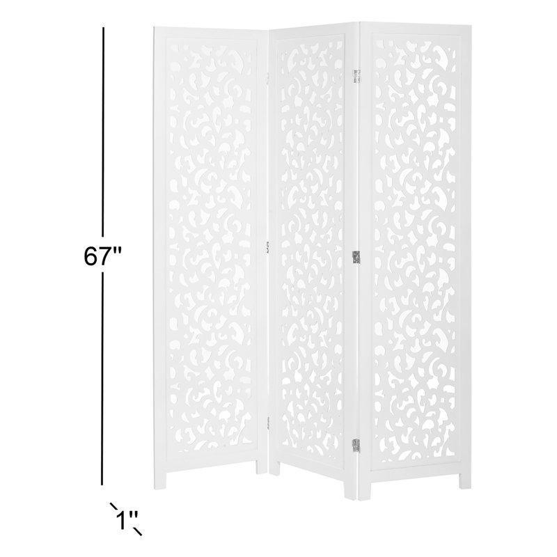 Beyaz Masif Ahşap Katlanır Çıtalı Paravan - 171x133 cm - 321055
