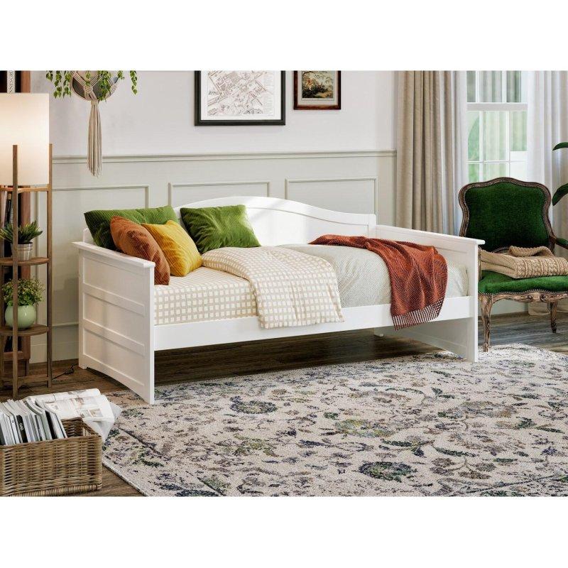 Beyaz Masif Ahşap Latalı Tek Kişilik Daybed Karyola - 330081